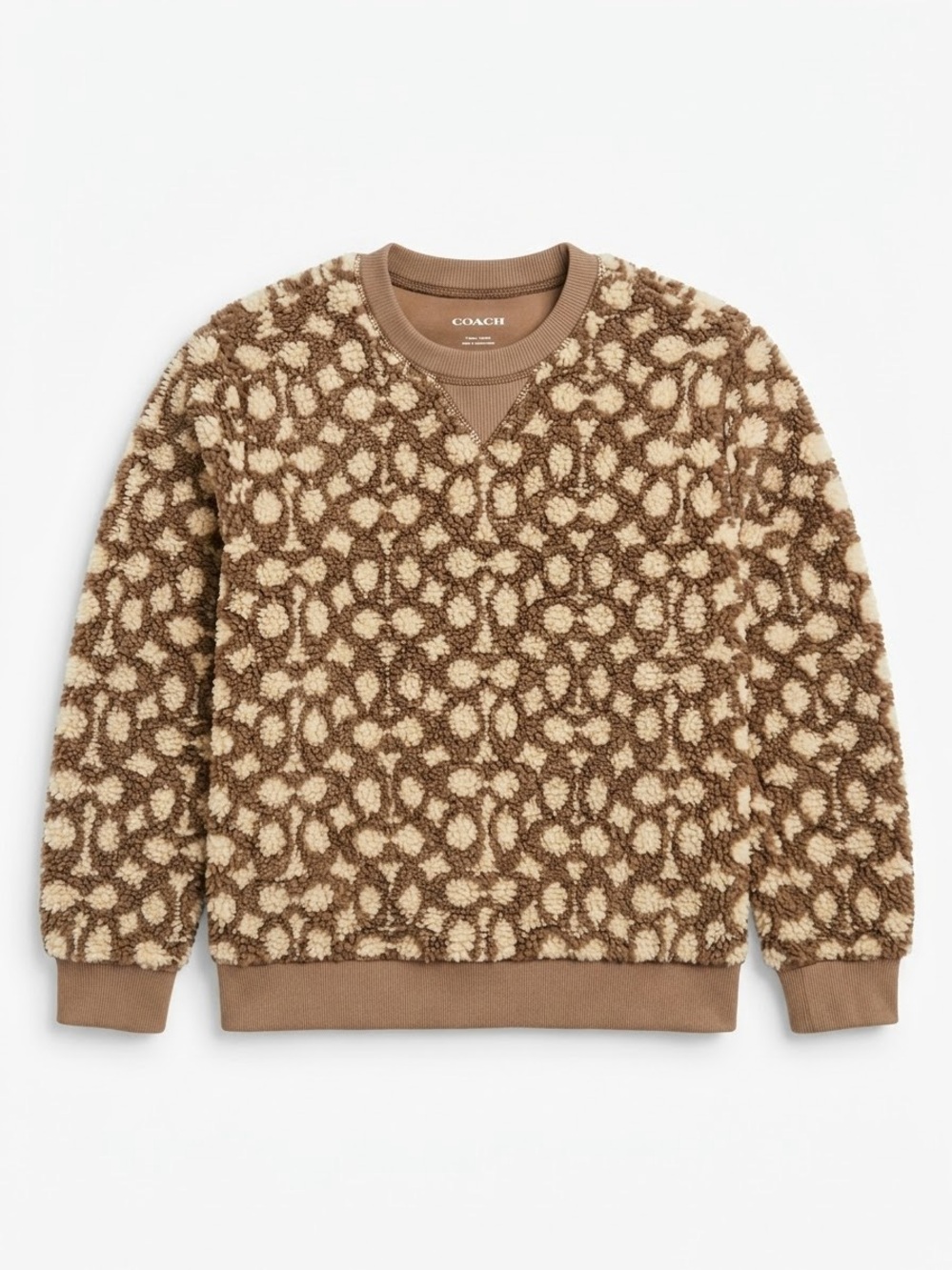 COACH Womem’s Signature Sherpa Sweatshirt Crewneck - Brown - Size XS (C6550)